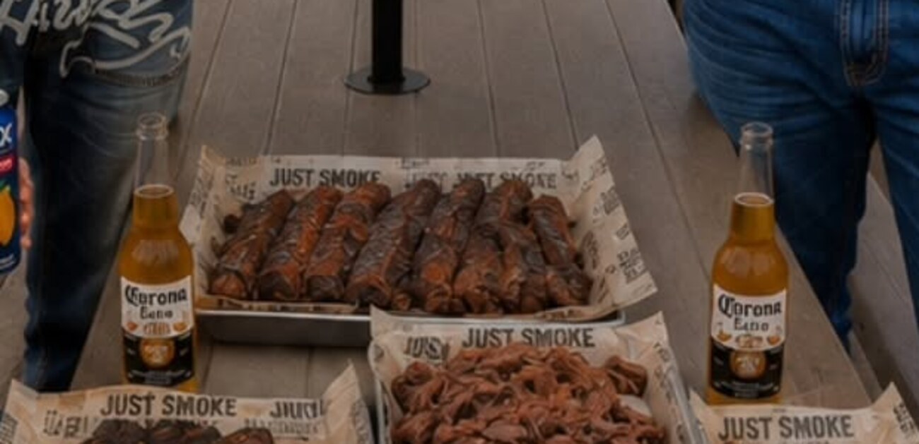 Trays on Just Smoke butcher paper set out on the table